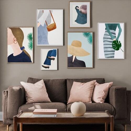 Watercolor Abstract Modern Girl Simple Nordic Posters and Prints Wall Art Canvas Painting Wall Pictures for Living Room Decor