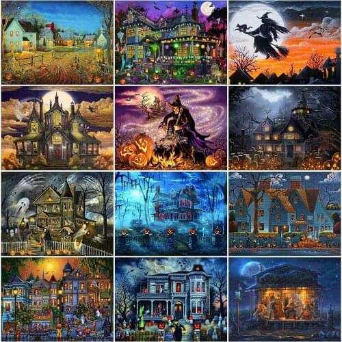 Art Diamond Mosaic Halloween New Arrival Diamond Embroidery House Crafts Art Painting Landscape Cross Stitch Handicraft Pictures