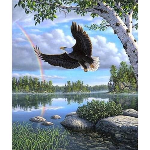 Diamond Painting Full Circle Diamond Eagle Mosaic Diamond Embroidery Animal Bird Rhinestone Cross Stitch Home Decoration Picture