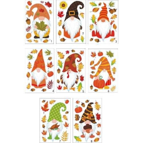 Thanksgiving Window Stickers Fall Leaves Sticker Maple Leaf Dual Sided Gnome