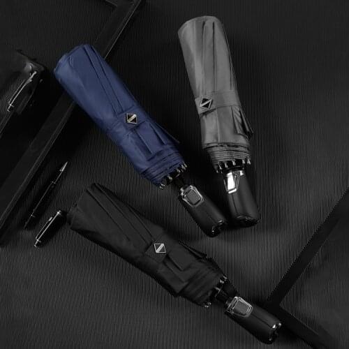 Big Golf Clear Umbrella Automatic Windproof Rain Umbrella Business Man Folding Black Umbrellas 10K Leather Handle Men Gifts