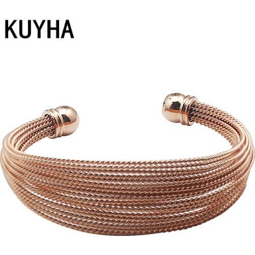 Link Chain Round Bracelet for Women Men Classic Fashion Trendy Open Charm Cuff Bangle Femme Party Jewelry Birthday Present