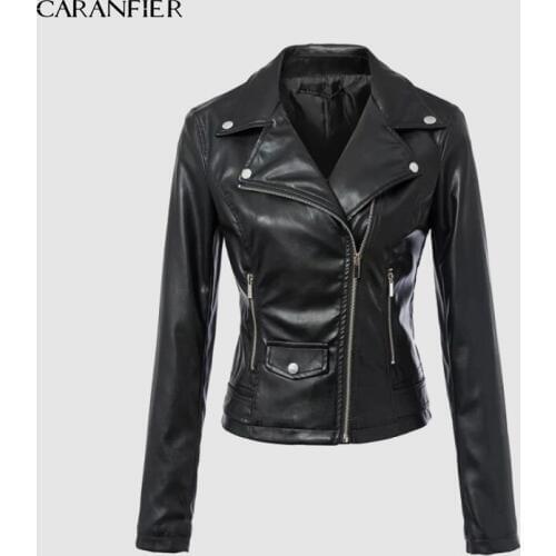 CARANFIER Women's Leather Bomber Jackets
