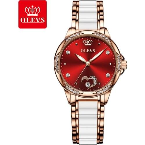 OLEVS Ladies Wrist Watch Brand Luxury Womens Automatic Watch Ceramic Steel Strap Waterproof Mechanical Watches Relogio Feminino