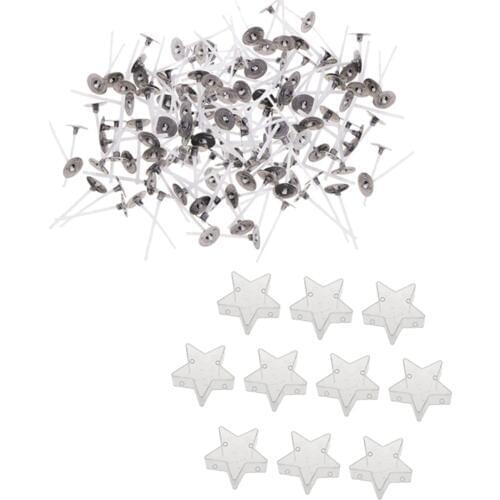 10pcs Empty Star Tealight Cups Containers Holder + 200pcs Cotton Candle Wicks with Tabs for DIY Tealight Candle Making