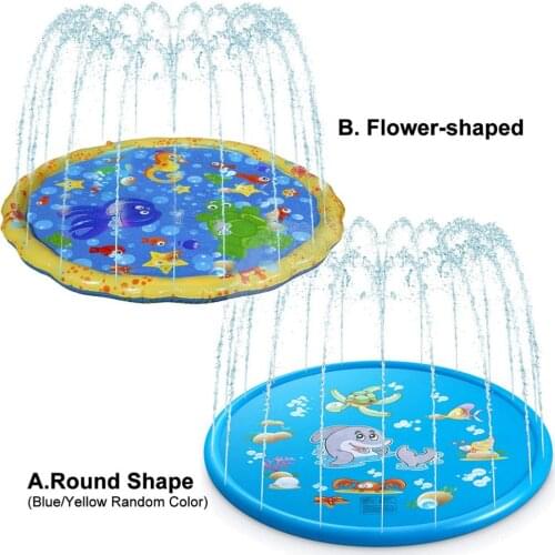 Kids Splash Sprinkle Play Mat Funny Inflatable Summer Sprinkler Splash Playmat Outdoor Water Toy for Children Boys Girls 100cm