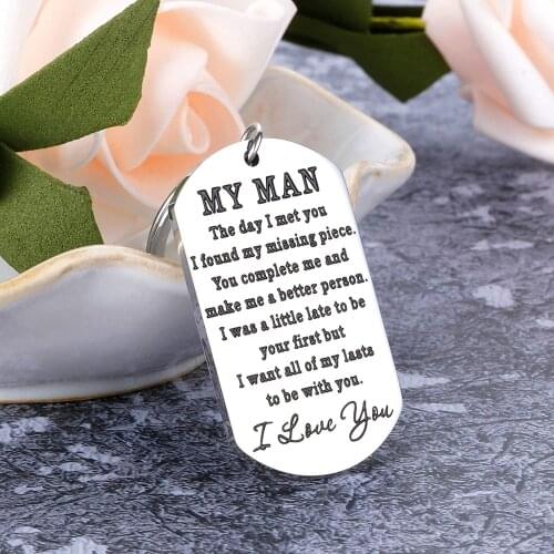 To My Man Keychain I Love You Gift for Hubby Boyfriend Valentines Day Fiance Groom Wedding Couple Girlfriend Wife Birthday Gift