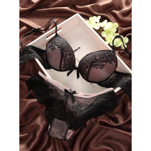 Push-up Bra Set Women Sexy Lace Brassiere Cotton Embroidery Underwear Lingerie Sets Underwire Bra