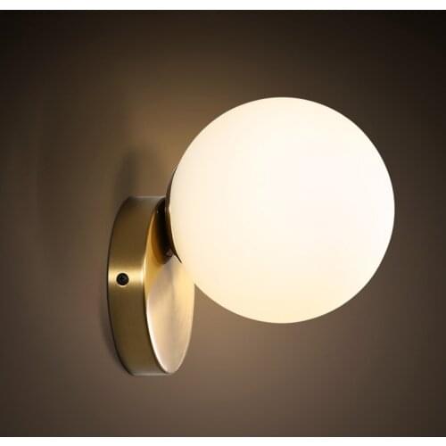 AC85-265V Milk White Ball Glass Ball Lampshade Modern Ultra-simple Glass Wall Lamp Passage Corridor Bedroom Bedside Lamp