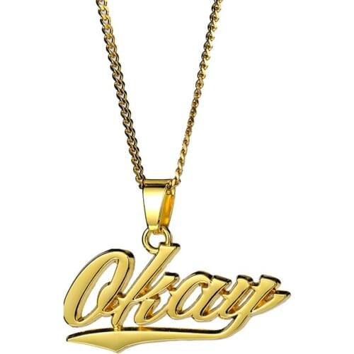 Fashion Brand Okay Necklace Hiphop Hip-Hop Hipster Same Fashion Ornament for Men and Women Couple Personalized Pendant