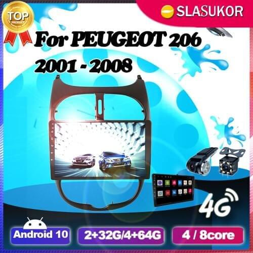 Android Multimedia Video Audio Player For PEUGEOT 206 2001 2002 2003 - 2008 DSP 4G Car Radio Navigation GPS WIFI No 2din DVD