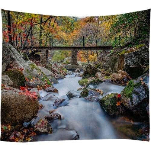 Natural Landscape Forest Falls Woods Waterfall Tapestry Wall Hanging Bed Spread Beach Towel Table Cloth Yoga Mat Large Size