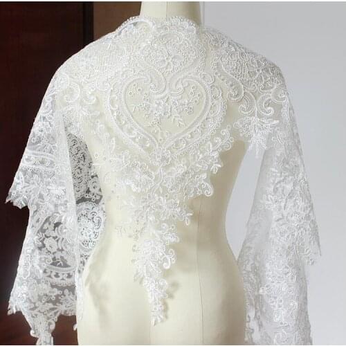 Hot New 1 Yard Super Wide Luxury Sequin Lace Trim Wedding Dresses Bridal Veils Decoration Eyelash Lace Trim 54CM Width