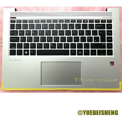 YUEBEISHENG New For HP Elitebook 1040 G4 Palmrest UK keyboard upper cover FP hole Touchpad 3CY0GKA01I0