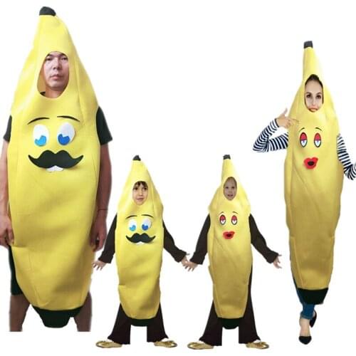 Clothing Cosplay Adult Fancy Dress Banana Costume Halloween Funny Novelty Role Play Clothes Party Costume for Kids/Adults DN5156