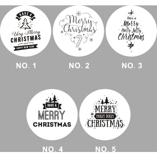Wholesale 480PCS 5CM New Year Custom Design Self Adhesive Pattern Wrapping Stickerm Happy Merry Christmas Packing Circular