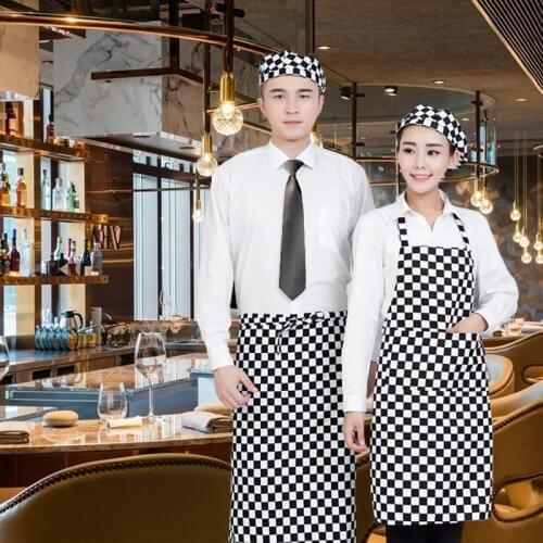 Wholesale Adjustable Half-length Adult Apron Striped Hotel Restaurant Chef Waiter Apron Kitchen Cook Apron With Pockets