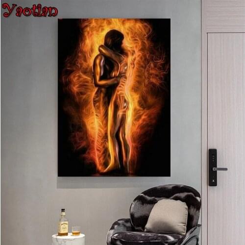 Full Drill DIY Abstract fire lover 5D Diamond Painting Cross-Stitch Diamond Embroidery Patterns rhinestones Mosaic puzzle Decor