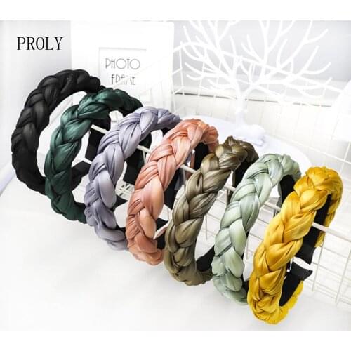 PROLY New Fashion Women Headband Braid Hairband Handmade Casual Turban Solid Color Headwear Adult Hair Accessories Wholesale