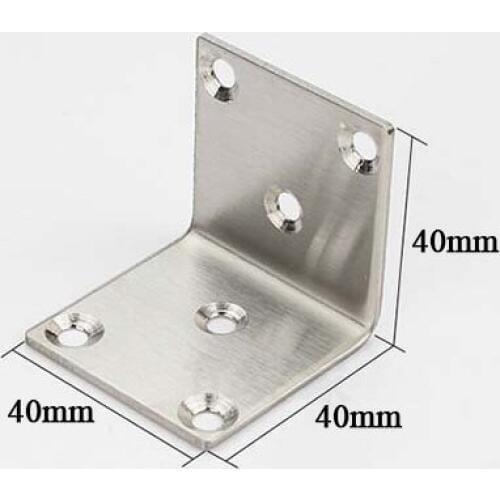 20 pcs Brushed Stainless Steel Corner Brackets Furniture Parts Metal Connector Thickness 2mm Angle Bracket +screws KF308
