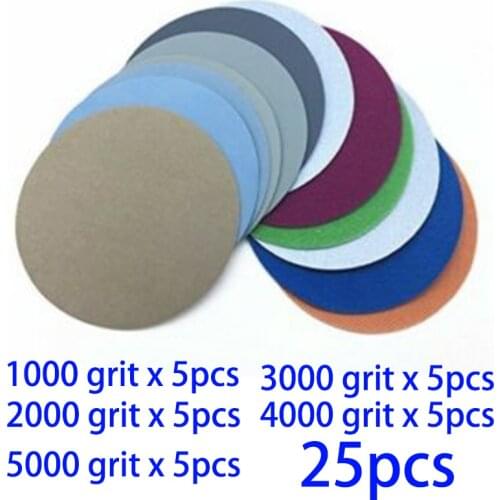 25pcs 3 75mm Hook & Loop Sander Sanding Discs Pads 1000 - 5000 Grit Sandpaper For Dry Wet Grinding Abrasive Tools
