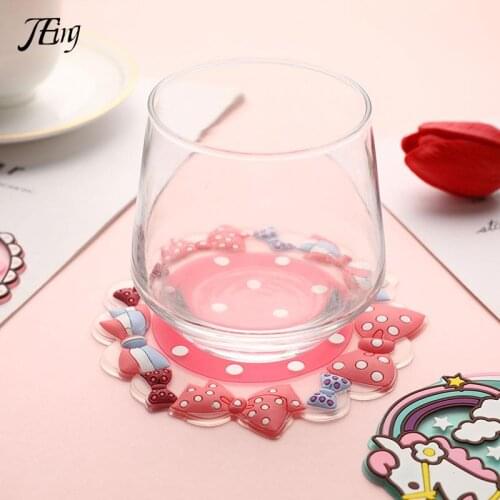 Kawaii Cartoon Silicone Unicorn Alice Drink Coasters Glass Cup Pads Mats Tableware Kitchen Dinnerware Insulation Pad