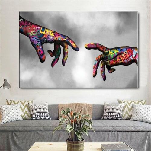 Nordic Graffiti Hand of God Wall Art Canvas Posters Prints Canvas Painting Decorative Picture Office Living Room Home Decor