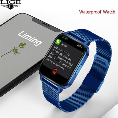 LIGE Men Smart Watch For Fitness Tracking Heart Rate Monitor Call Reminder Men Women Waterproof Sport Watch Gift For Android iOS