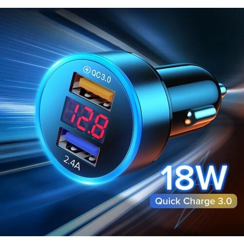 18W Dual USB cargador de coche de carga rápida 3,0 LED 4,0 rápido adaptador para iPhone 12 11 Mini Pro X XS X XR Max 6 7 8 Xiaom