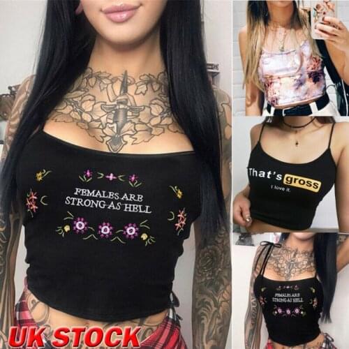 Womens Casual Letter Print Tank Tops Vest Blouse Sleeveless Crop Top Shirts Cami