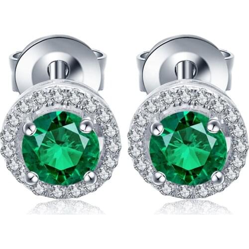 Zhanhao High Quality Cute Stud Earring Lab Grown Zambia Green Emerald 925 Silver Jewelry For Women 2021