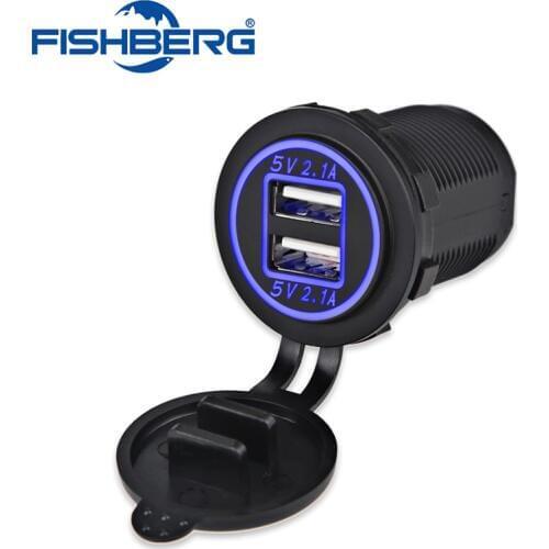 1Pcs Waterproof 12V LED Dual USB Car Charger Socket Power Outlet 5V 2.1A 2.1A (4.2A) Charge for iPhone GPS