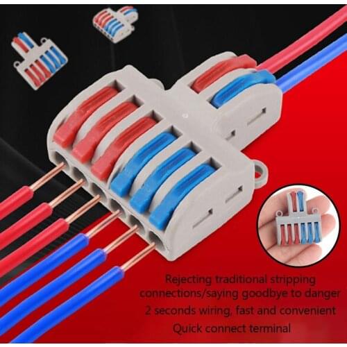 1Pc Spring Lever Terminal Block Electric Cable Wire Connector Chains