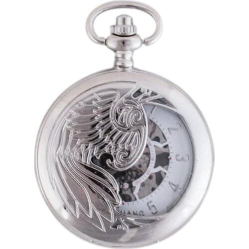 10pcs/lot Antique Steampunk Hollow Phoenix Skeleton Mechanical Pocket Watch with Chain Gift Watch Collection