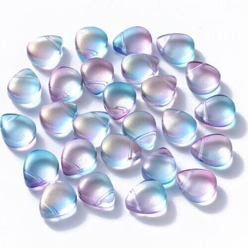 100Pcs Teardrop Loose Beads Colorful Glitter Transparent Spray Painted Glass Beads For DIY Bracelet Necklace Jewelry Making