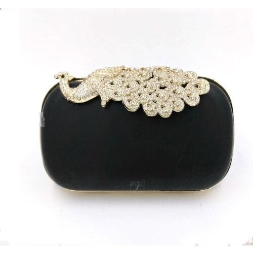 16.4X9.5 cm oval minaudiere box clutch frame with plastic covers gold crystal peahen clasp purse frame hanger handles wholesale