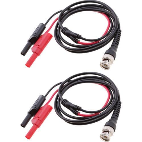 2pc BNC Q9 To Dual 4mm Stackable Shrouded Banana Plug Test Leads Probe Cable