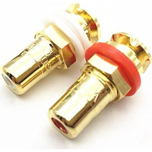 2Pcs/lot High Quality CMC Copper RCA Female Plug Socket Terminal Jack Socket AV Audio Video speker Connector Adapter