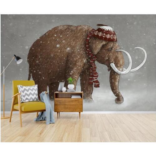 Custom photo 3d wallpaper Watercolor hand painted mammoth elephant background living room home decor wallpaper for walls 3 d