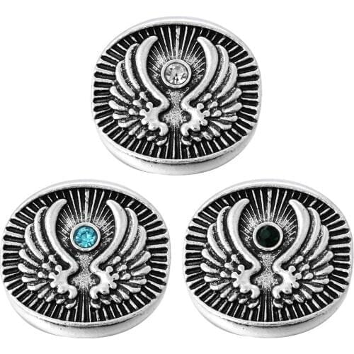 5pcs/lot New Vintage Snap Button Jewelry Wing Feathers Metal 18mm Snap Buttons Fit 20mm 18mm Snap Button Bracelet Necklace