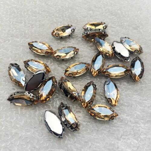 7*15MM 75pcs Horse eye glass hand stitched drilling DIY wedding handmade material accessories-B917