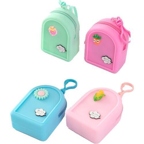 20PCS / LOT Portable Silica Gel Coin Purse Cute Coin Bag Girl Pure Candy Color Wallets Cute Fruit Wallets Random Color