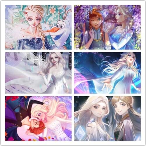 Disney 5D DIY Diamond Painting Frozen Aisha and Princess Anna Full Circle Diamond Embroidery Handmade Home Decoration