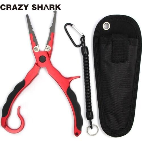 Crazy Shark Aluminum Fishing Pliers Split Ring Cutter Carp Crimping Lead Fish Holder Tackle Hook Remover Goods For Fishing 17CM