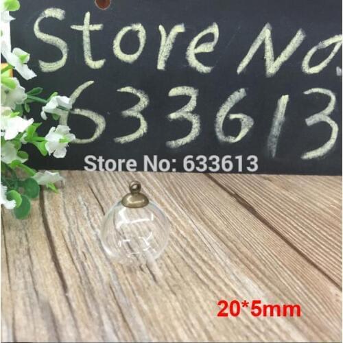 Freeship 20sets/lot 20mm(5mm opening) glass bubble & silver 8mm cap with ring set clear glass ball Charms DIY Pendant Findings