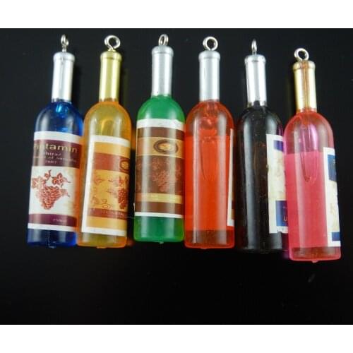 10PCS/pack Wine Bottle Resin Pendant Chain Jewelry Findings Charms Funny Earrings Wine Bottle Shape Necklace Pendant Crafts