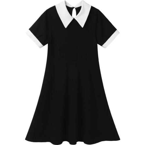 Black Girls Dresses Summer Short Sleeves Princess Dress For Girls Clothes Kids Casual Flare Dresses Children Clothing 6-12 Years