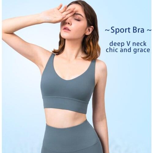Sports Top Yoga Fitness Outdoor Exercise V neck U Shaped Beautiful Back Gym Clothing Soft Breathable Comfortable Woman Bra