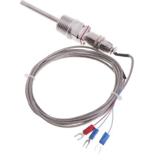 L9BE RTD Pt100 Temperature Sensor Probe L 5cm 1/2" NPT Thread w/ Detachable Connector