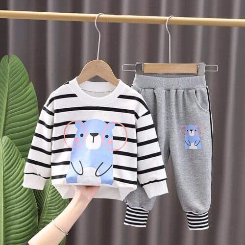 New Spring Autumn Children Casual Clothes Baby Boys Girls bear T Shirt Pants 2Pcs/sets Kids Infant Clothing Toddler Tracksuits